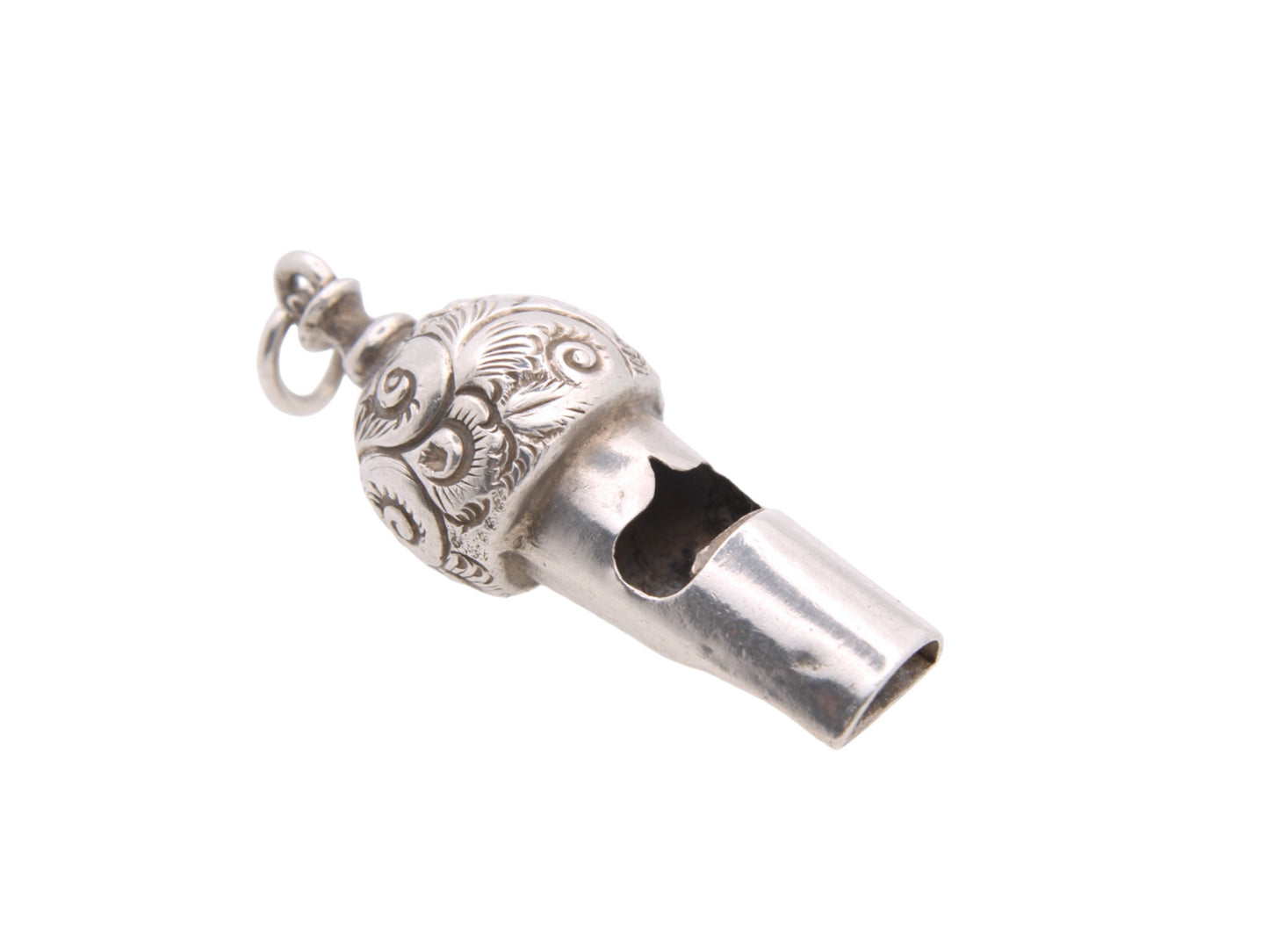 Antique Victorian Sterling Silver Acorn Whistle Pendant