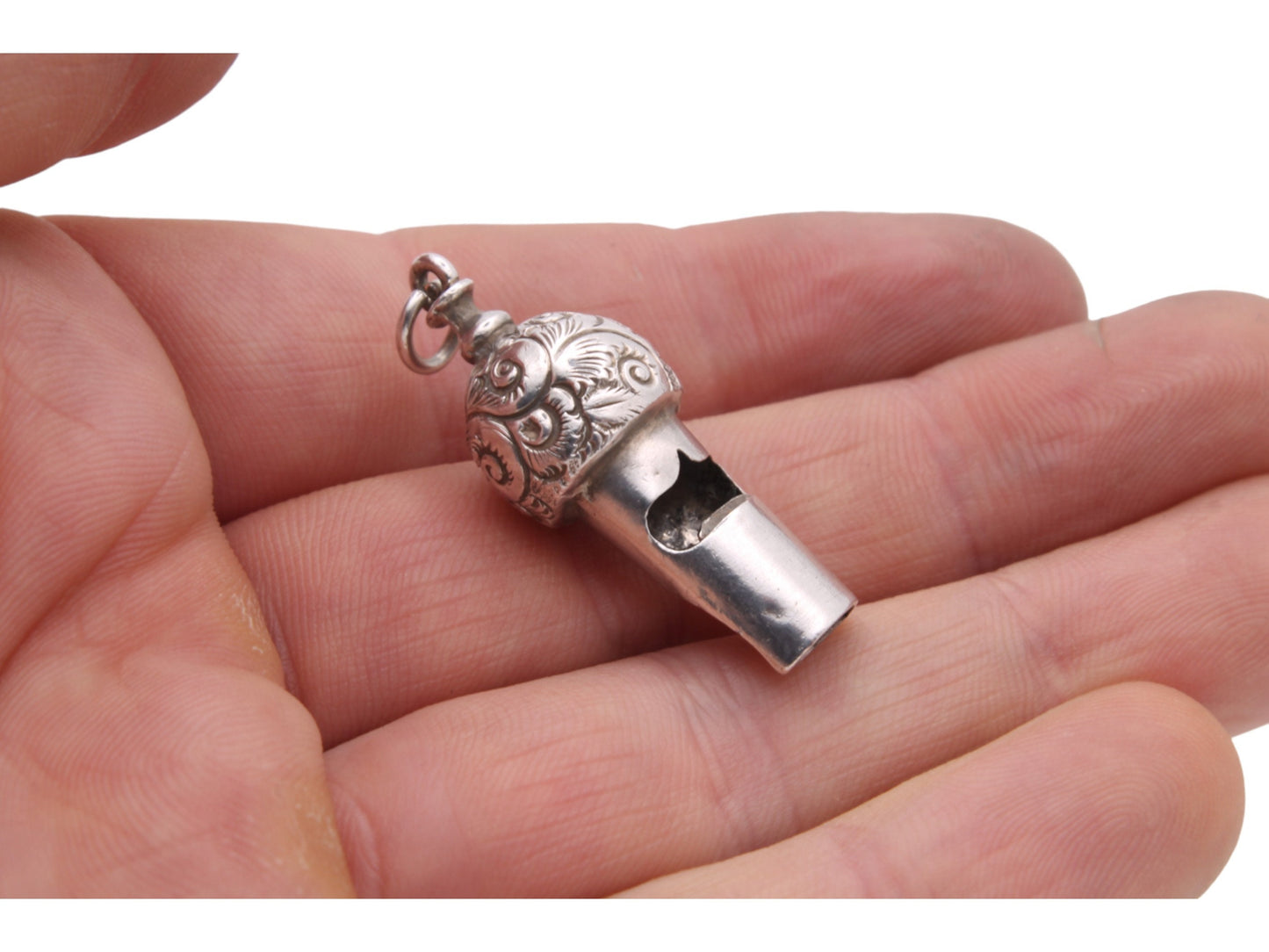 Antique-Victorian-Sterling-Silver-Acorn-Whistle-Pendant