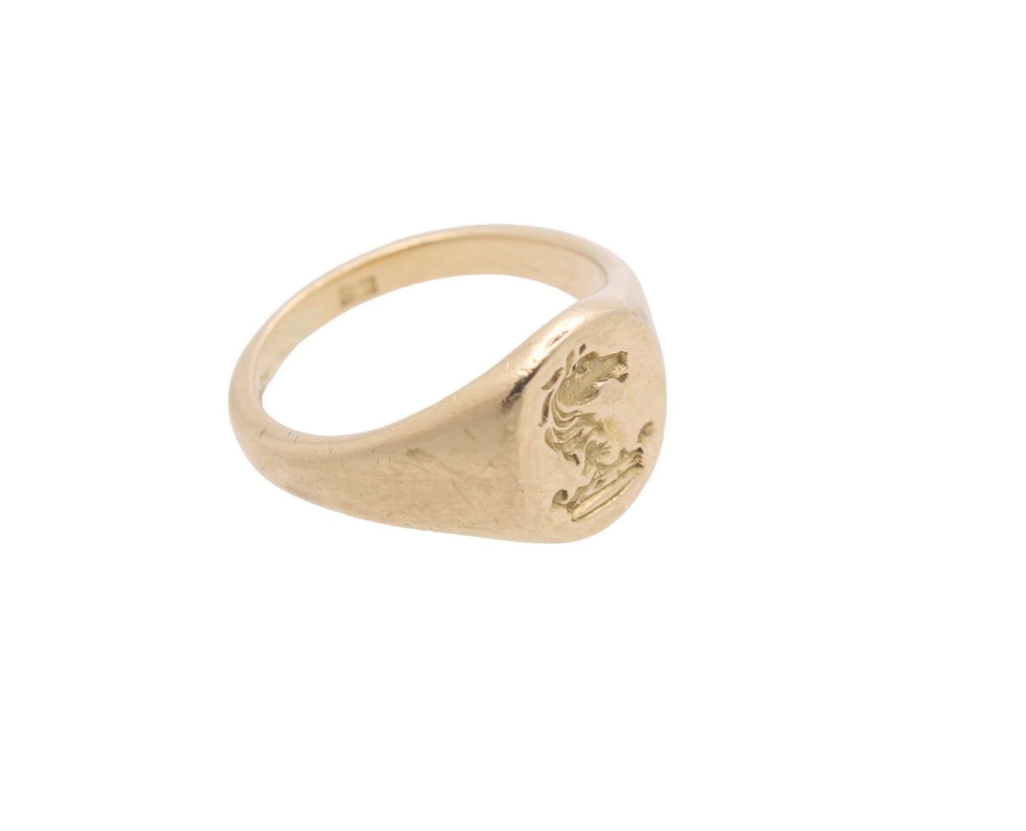 Vintage 18ct Yellow Gold Intaglio Signet Ring Horse Head Crest