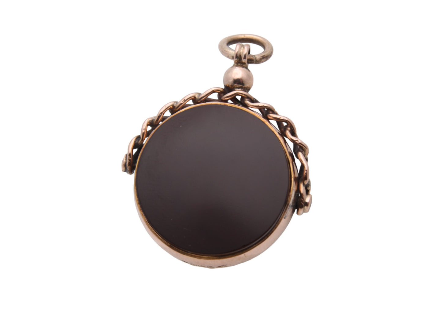 Antique 9ct Gold Large Bloodstone Carnelian Spinner Pendant, 1920