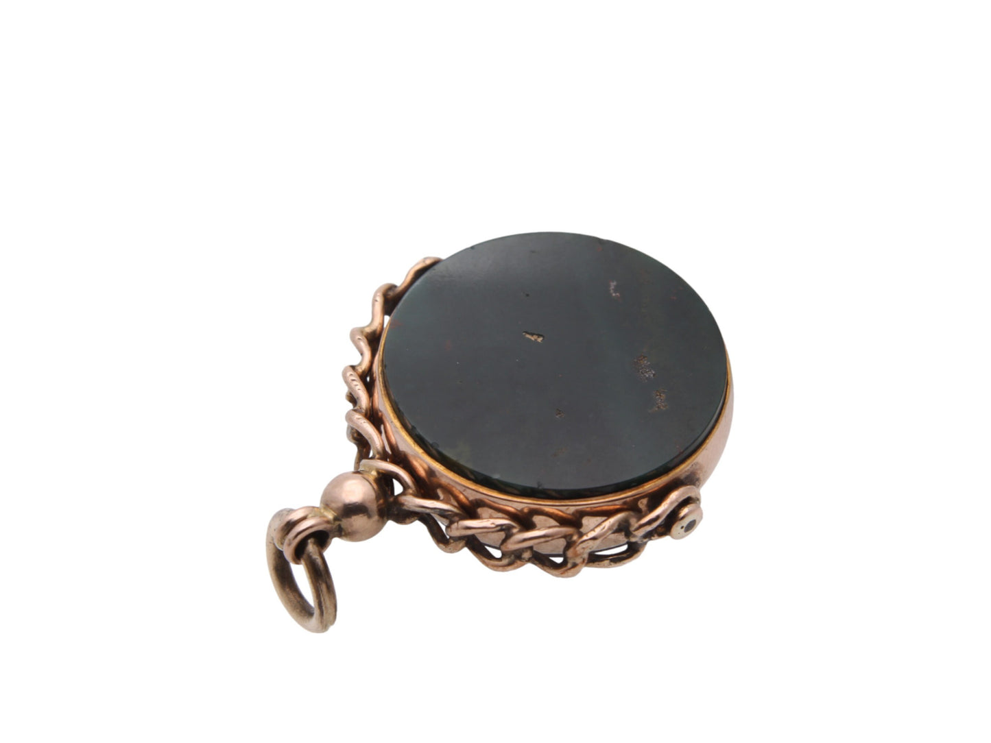 Antique 9ct Gold Large Bloodstone Carnelian Spinner Pendant, 1920