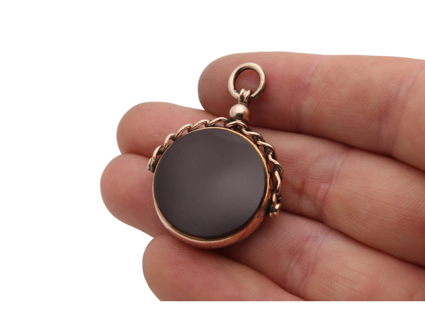 Antique 9ct Gold Large Bloodstone Carnelian Spinner Pendant, 1920