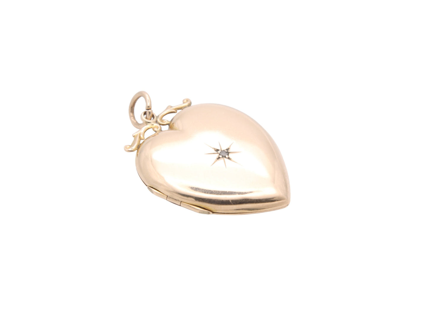 Antique Large 9ct Gold Diamond Heart Locket