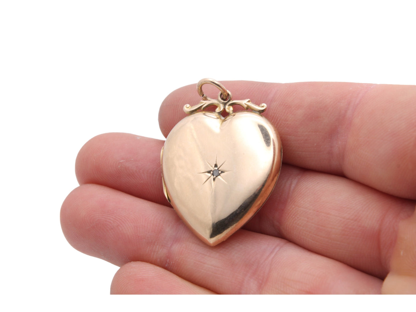 Antique Large 9ct Gold Diamond Heart Locket