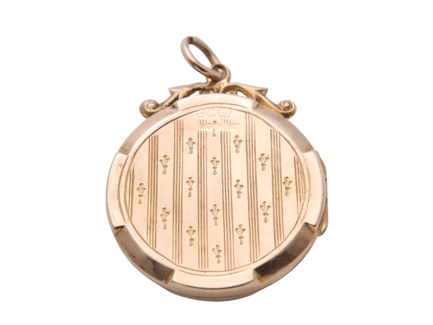 Antique 9ct Yellow Gold Circle Shield Locket