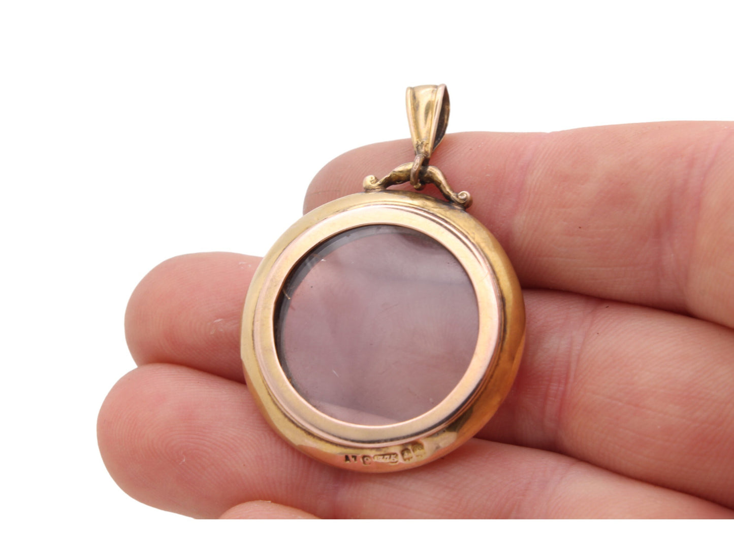 Antique 9ct Gold Glass Pendant Locket