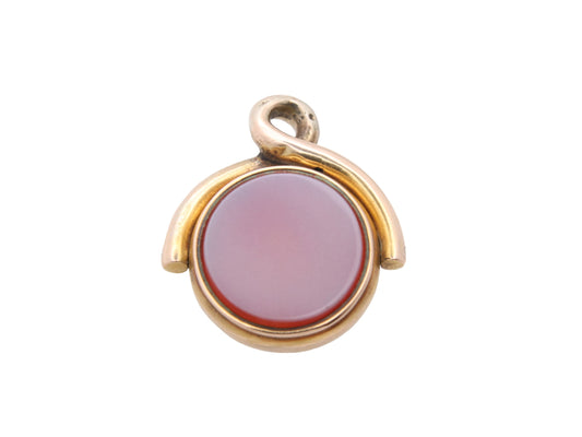 Antique 15ct Gold Bloodstone & Lilac Agate Spinner Pendant Fob