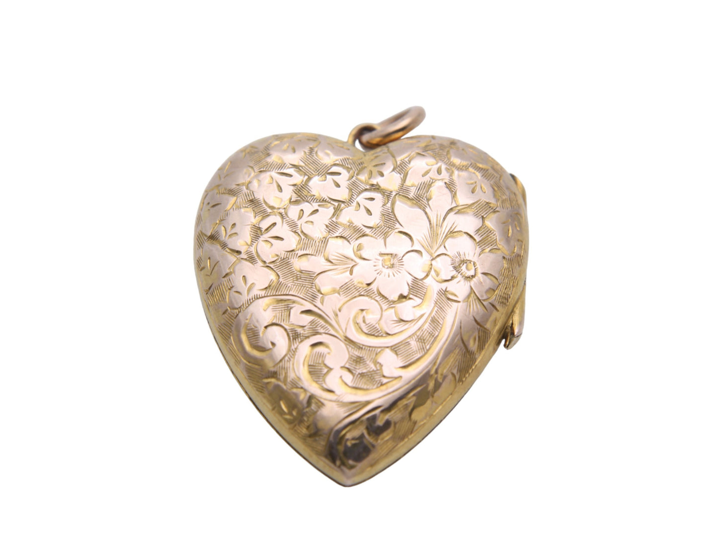 Antique 9ct Gold Engraved Heart Locket