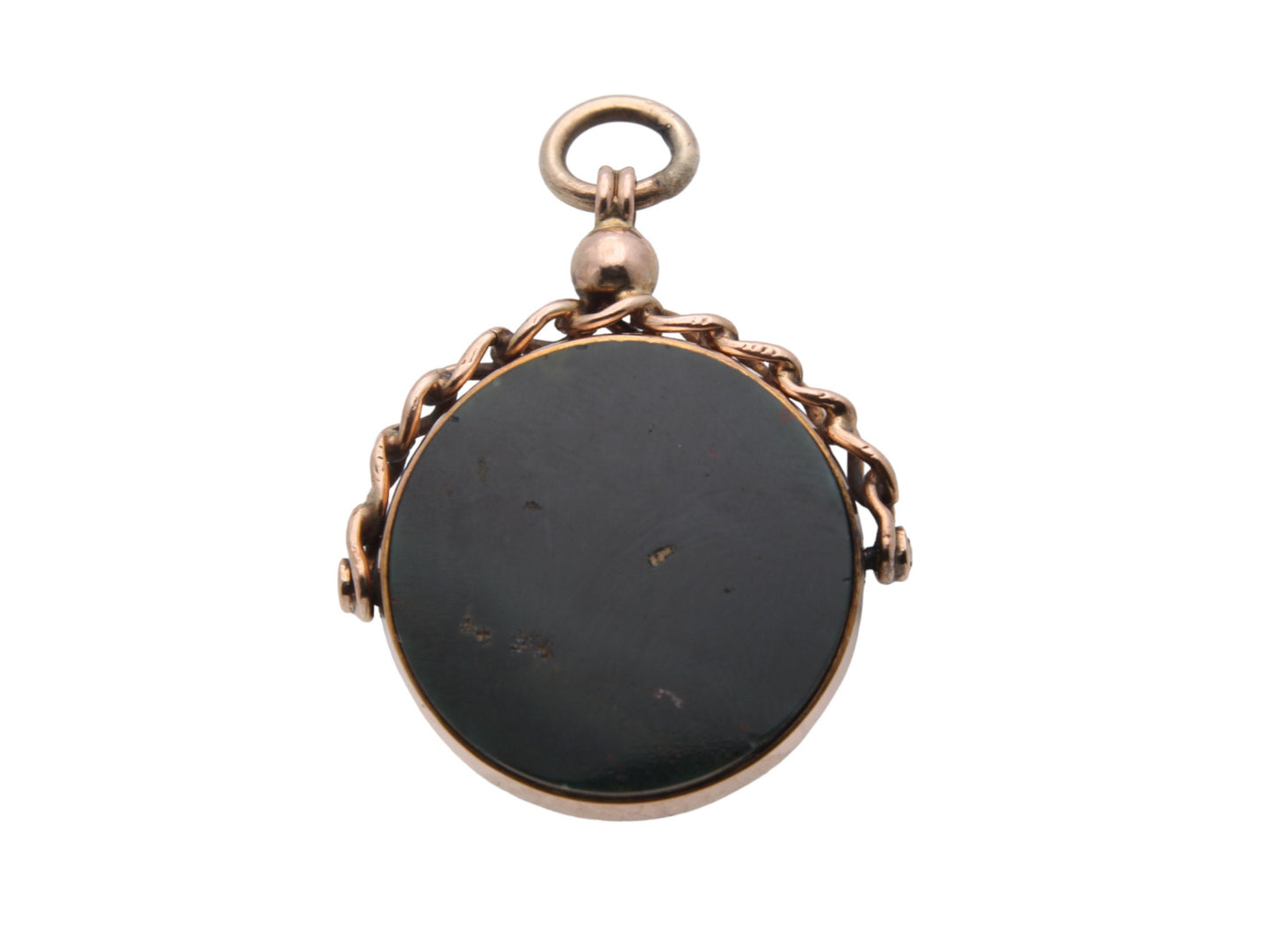 Antique 9ct Gold Large Bloodstone Carnelian Spinner Pendant, 1920
