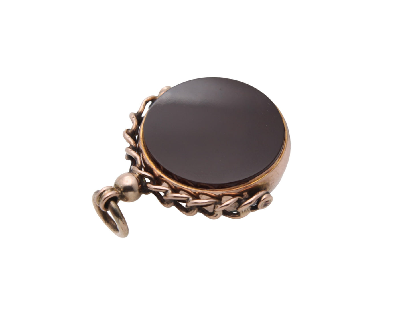 Antique 9ct Gold Large Bloodstone Carnelian Spinner Pendant, 1920