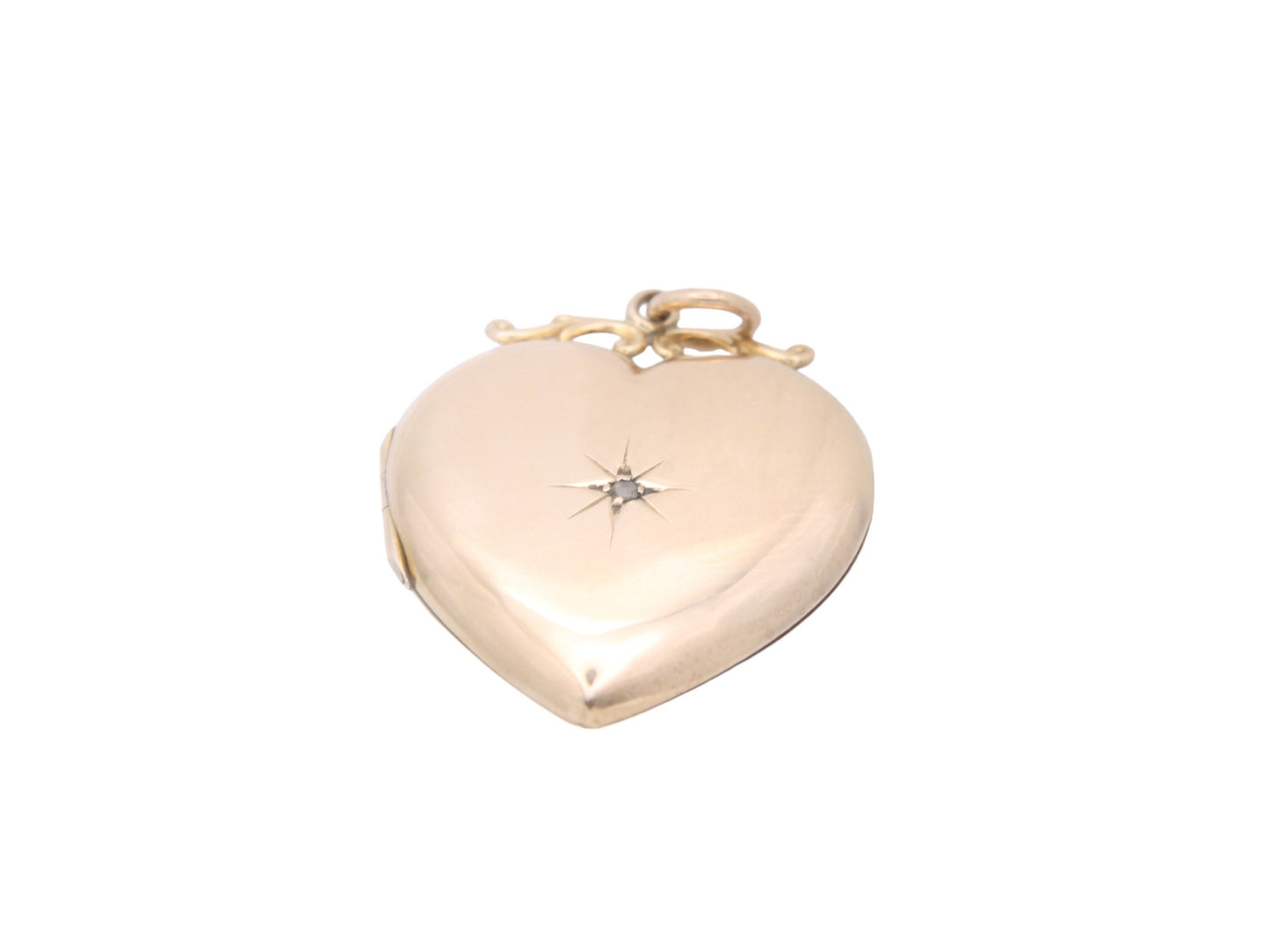 Antique Large 9ct Gold Diamond Heart Locket