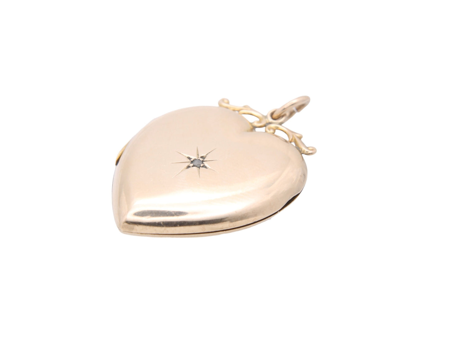 Antique Large 9ct Gold Diamond Heart Locket