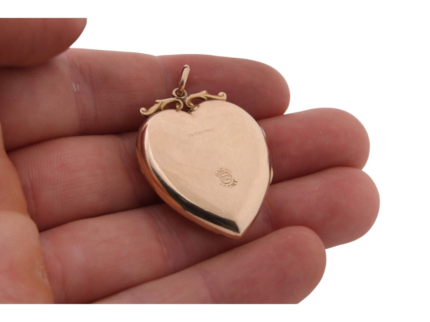Antique Large 9ct Gold Diamond Heart Locket