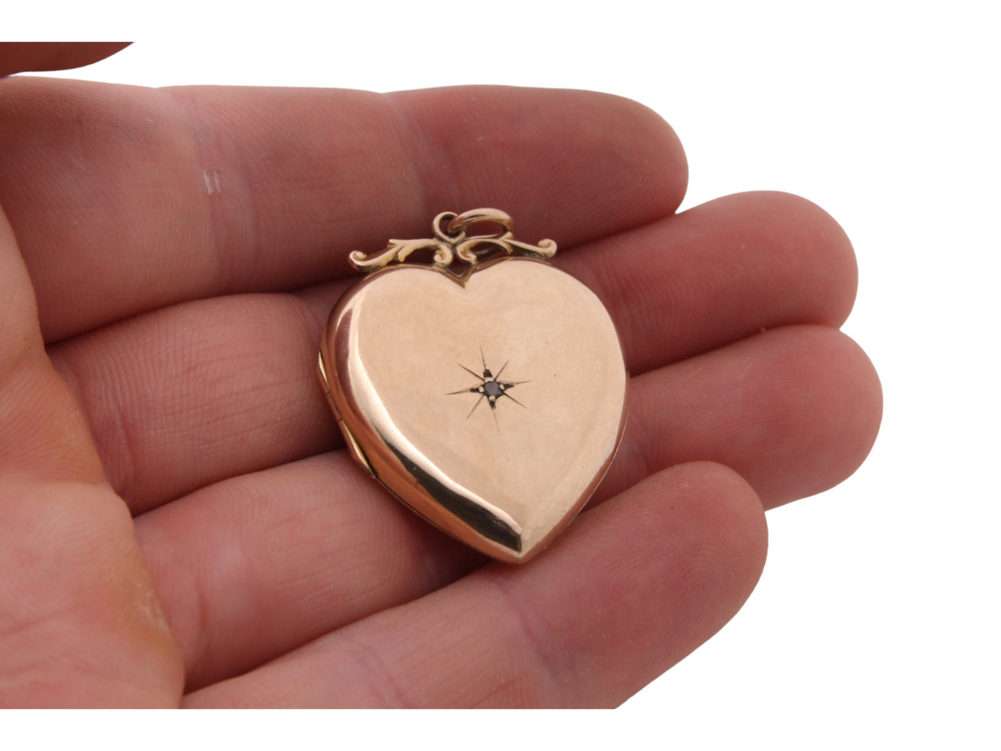 Antique Large 9ct Gold Diamond Heart Locket