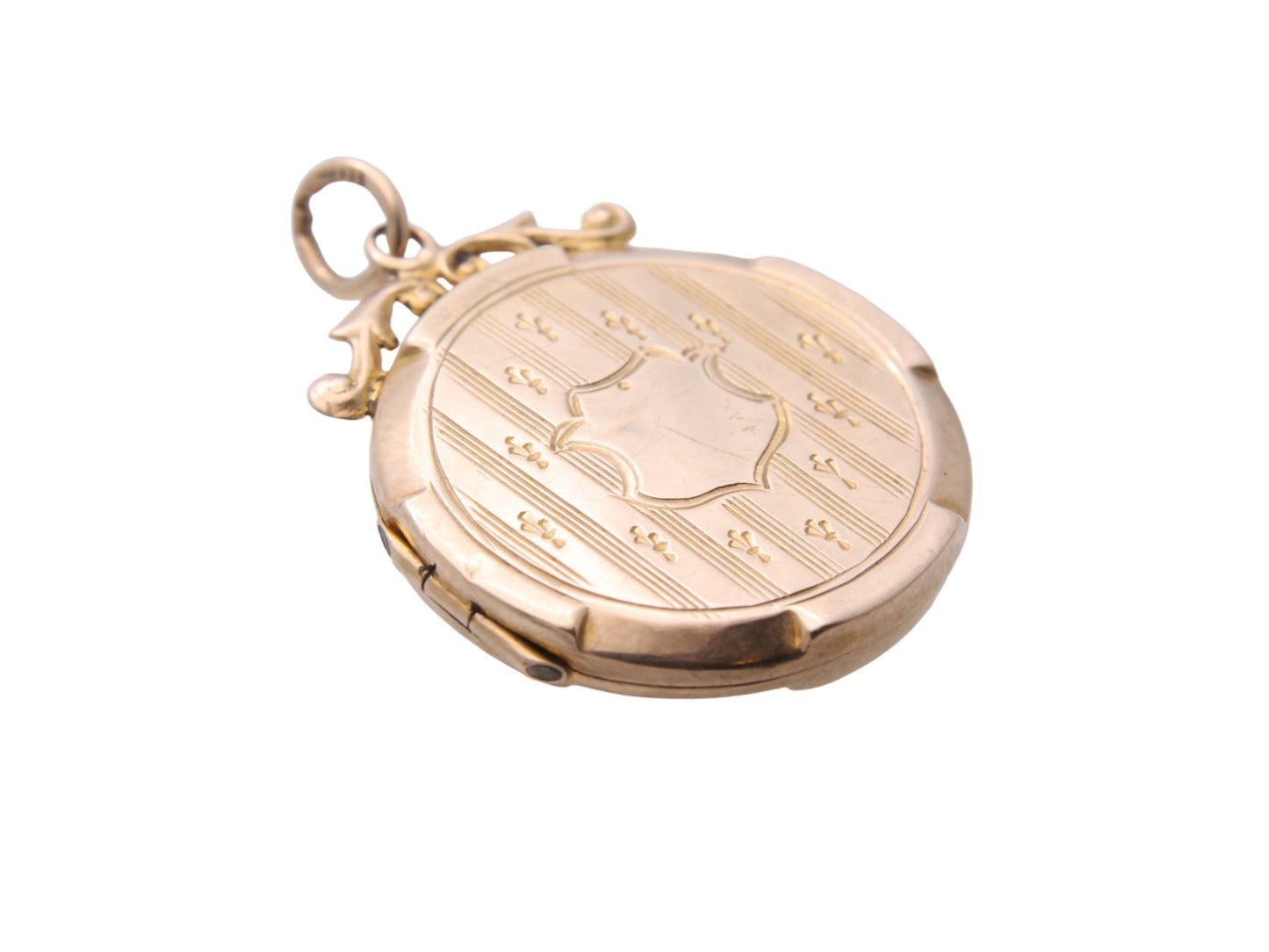 Antique 9ct Yellow Gold Circle Shield Locket