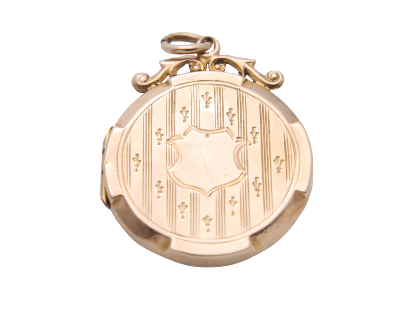 Antique 9ct Yellow Gold Circle Shield Locket