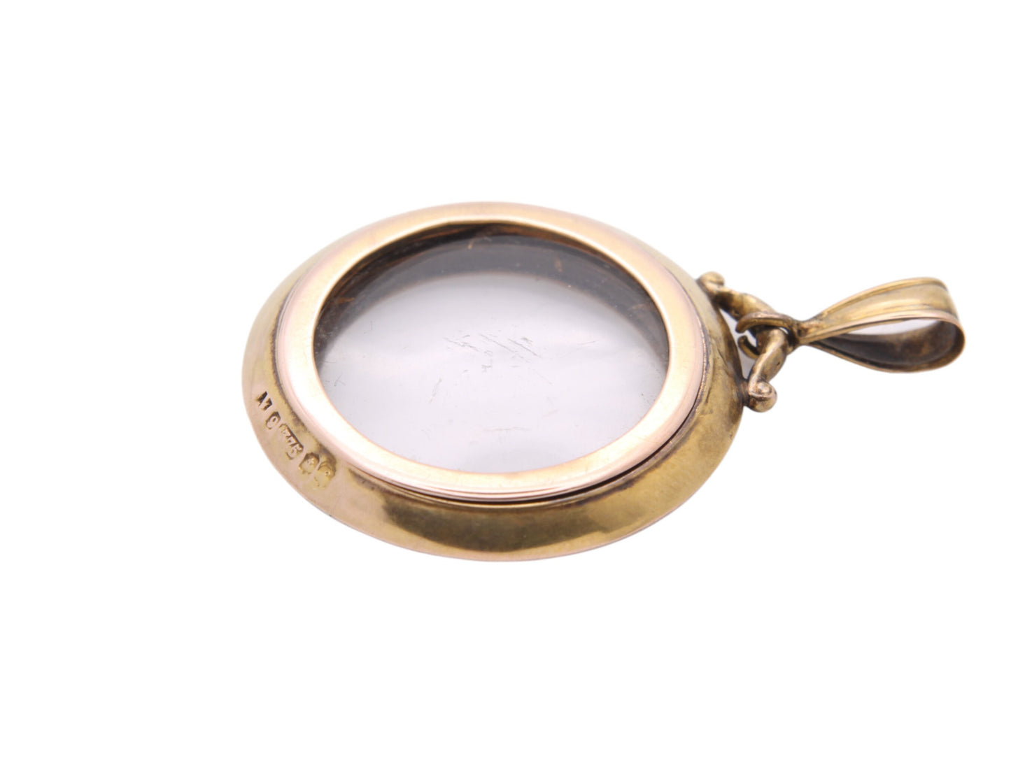 Antique 9ct Gold Glass Pendant Locket