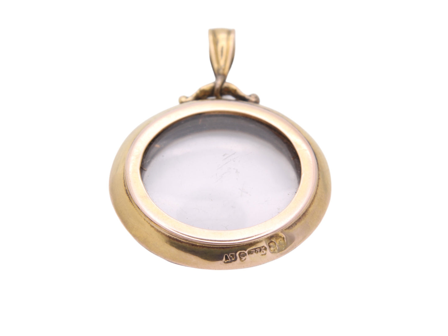 Antique 9ct Gold Glass Pendant Locket