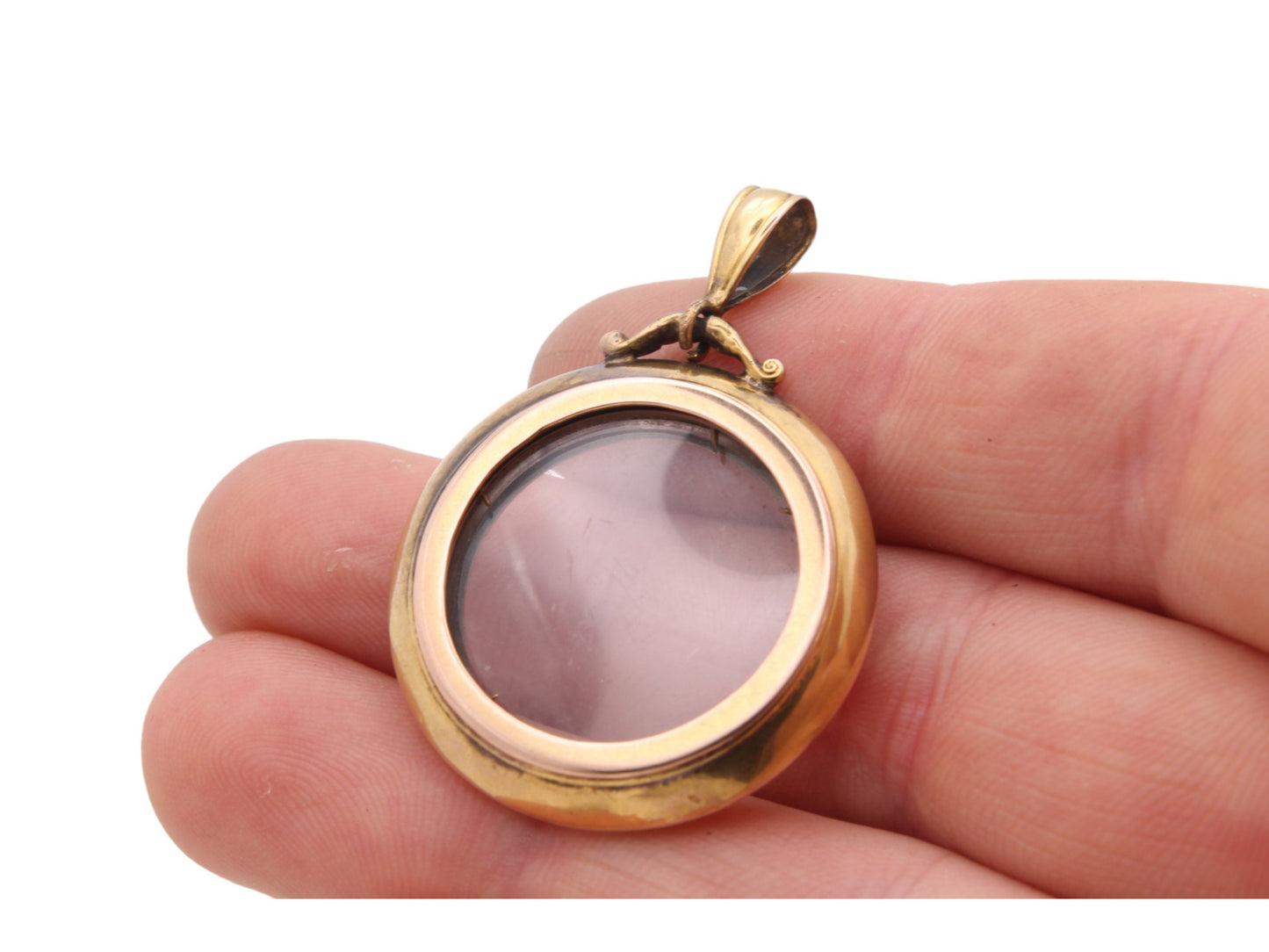 Antique 9ct Gold Glass Pendant Locket