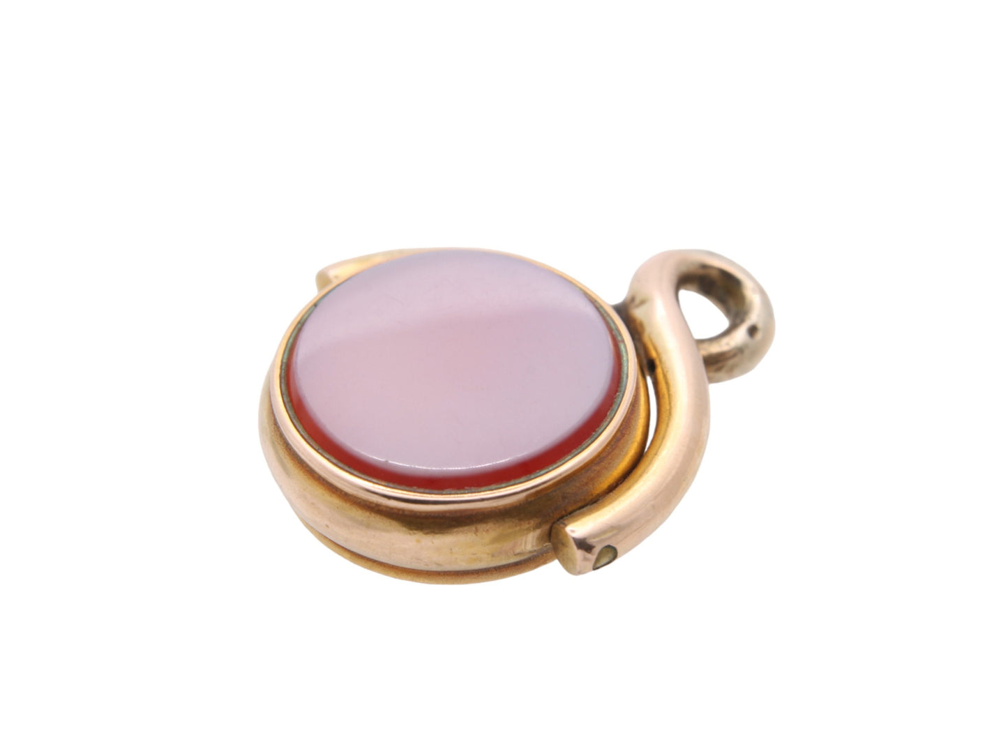 Antique 15ct Gold Bloodstone & Lilac Agate Spinner Pendant Fob