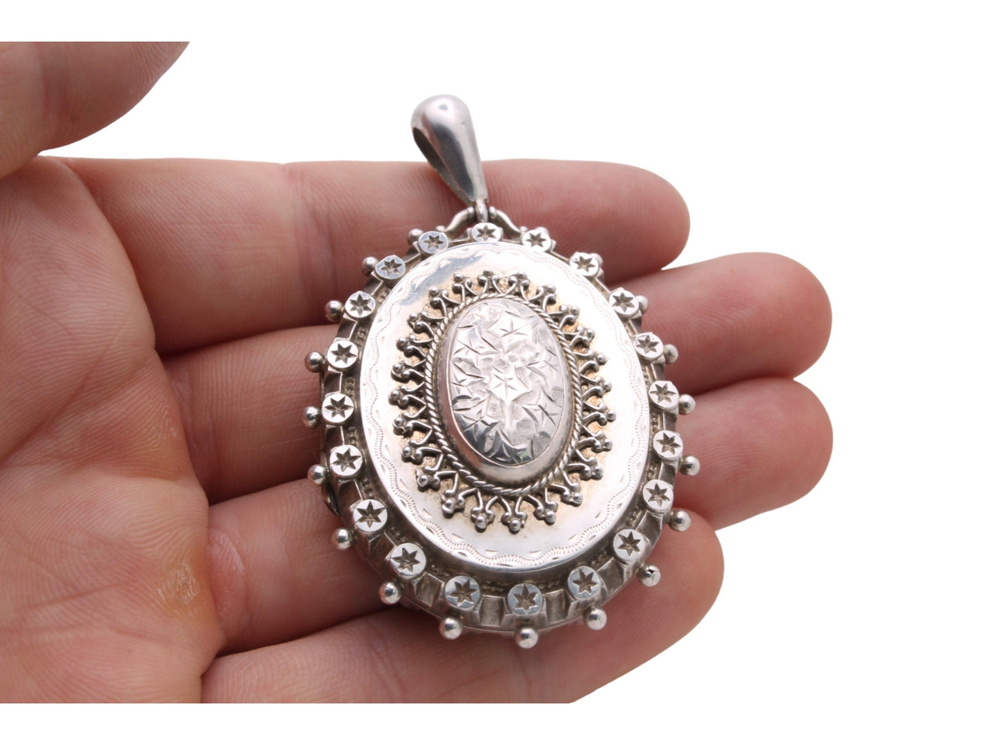 Antique Victorian Sterling Silver Star Locket