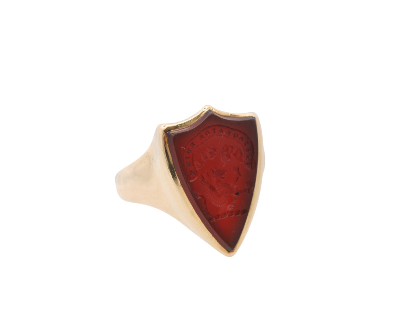 RESERVED - Antique 18ct Gold Carnelian Intaglio Shield Griffin Signet Ring