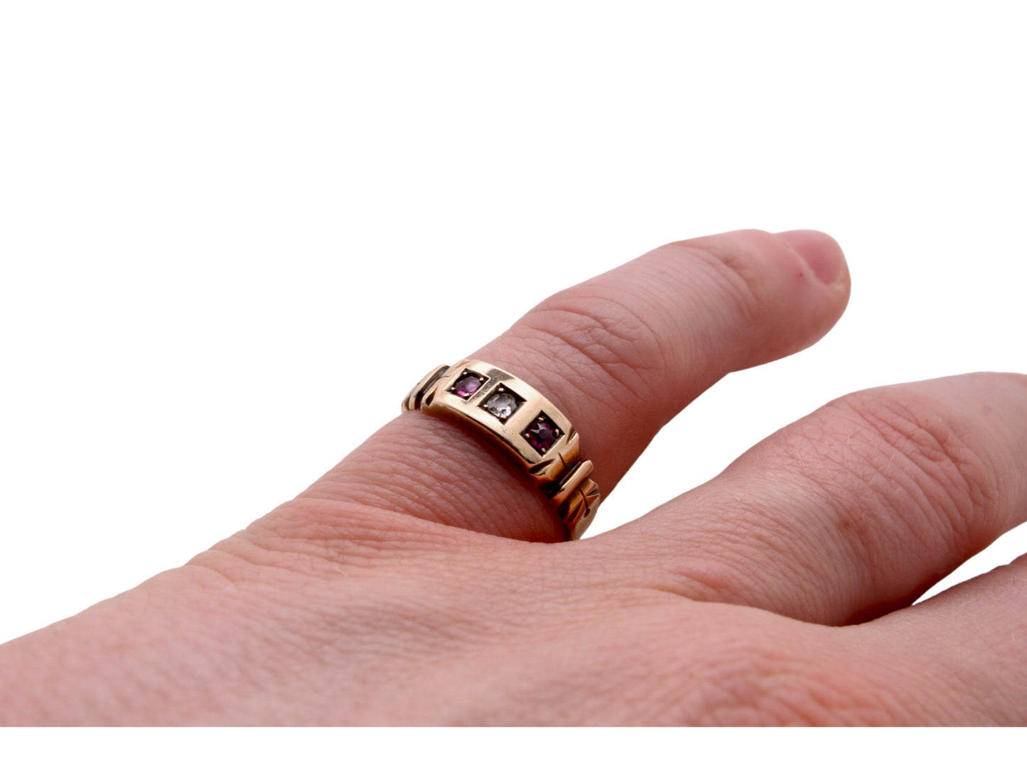 Antique Victorian 18ct Gold, Diamond and Ruby Gypsy Ring