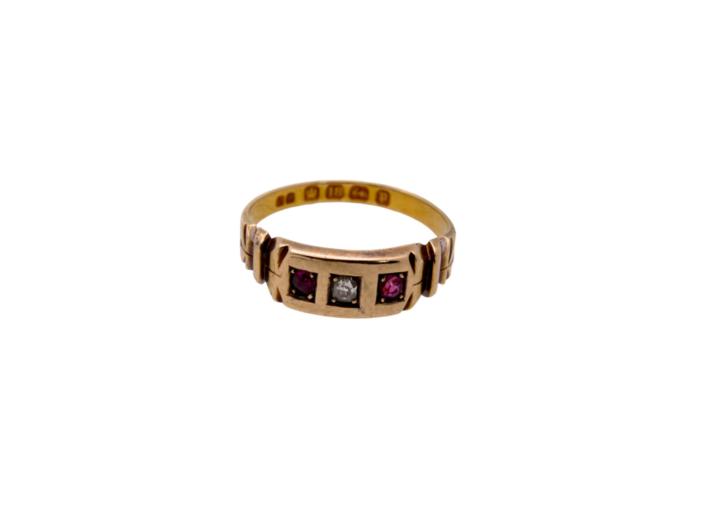 Antique Victorian 18ct Gold, Diamond and Ruby Gypsy Ring