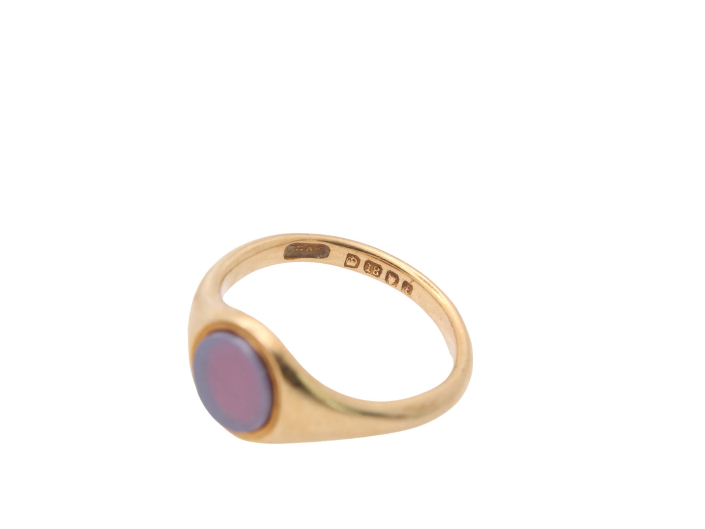 Antique 18ct Yellow Gold Lilac Agate Signet Ring