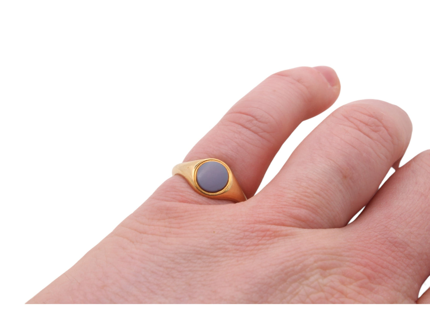 Antique 18ct Yellow Gold Lilac Agate Signet Ring