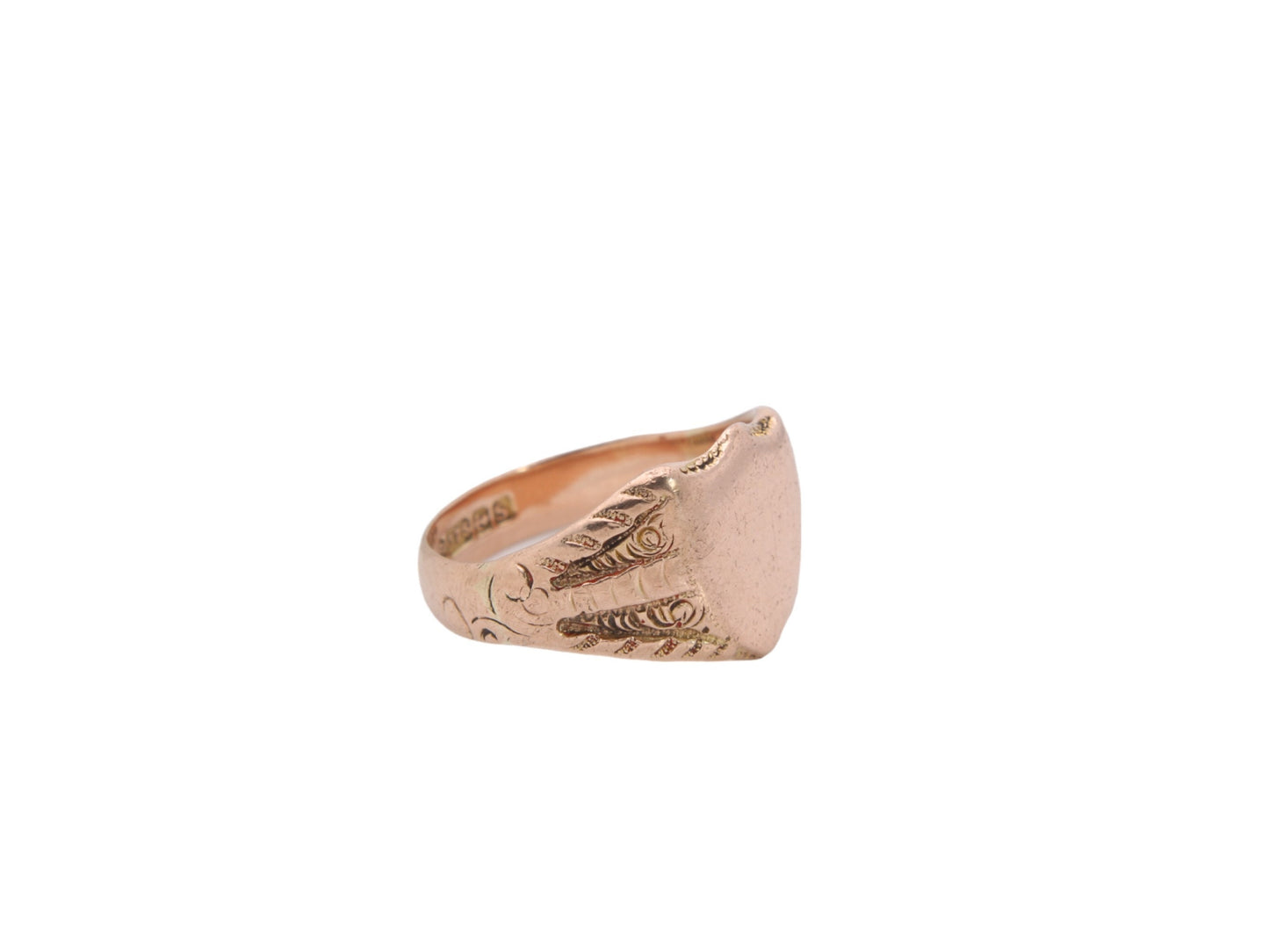 Antique 9ct Rose Gold Shield Signet Ring