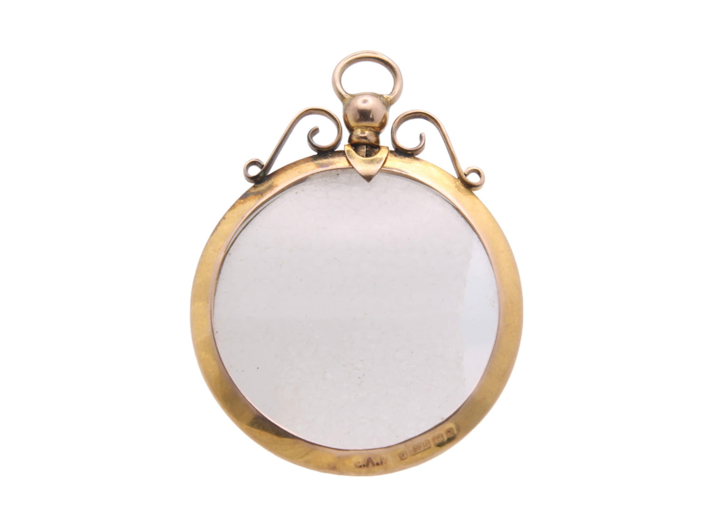 Antique 9ct Gold Glass Photo Locket Pendant