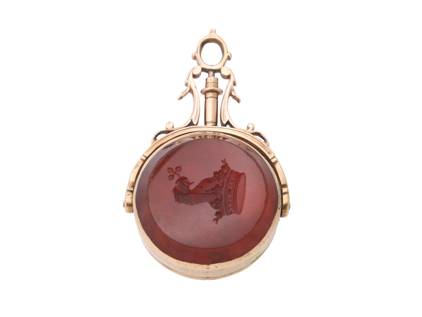 Antique 9ct Gold Intaglio Griffin Crest Pendant Seal