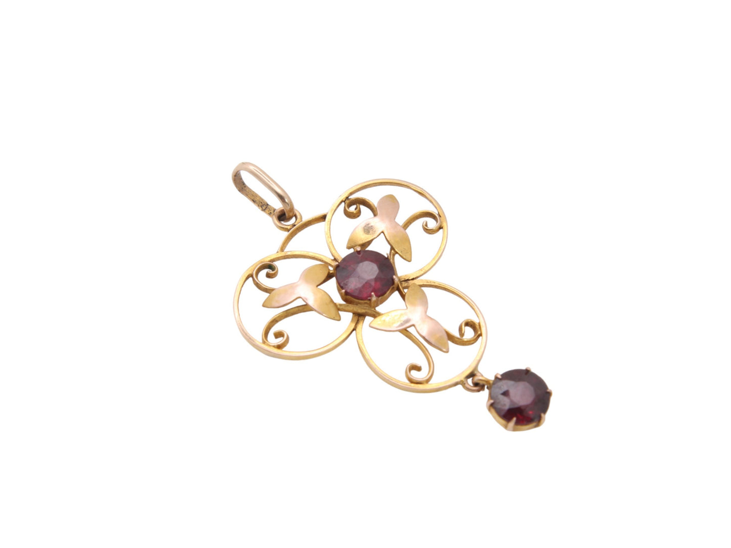 Antique Art Nouveau 9ct Gold Garnet Pendant