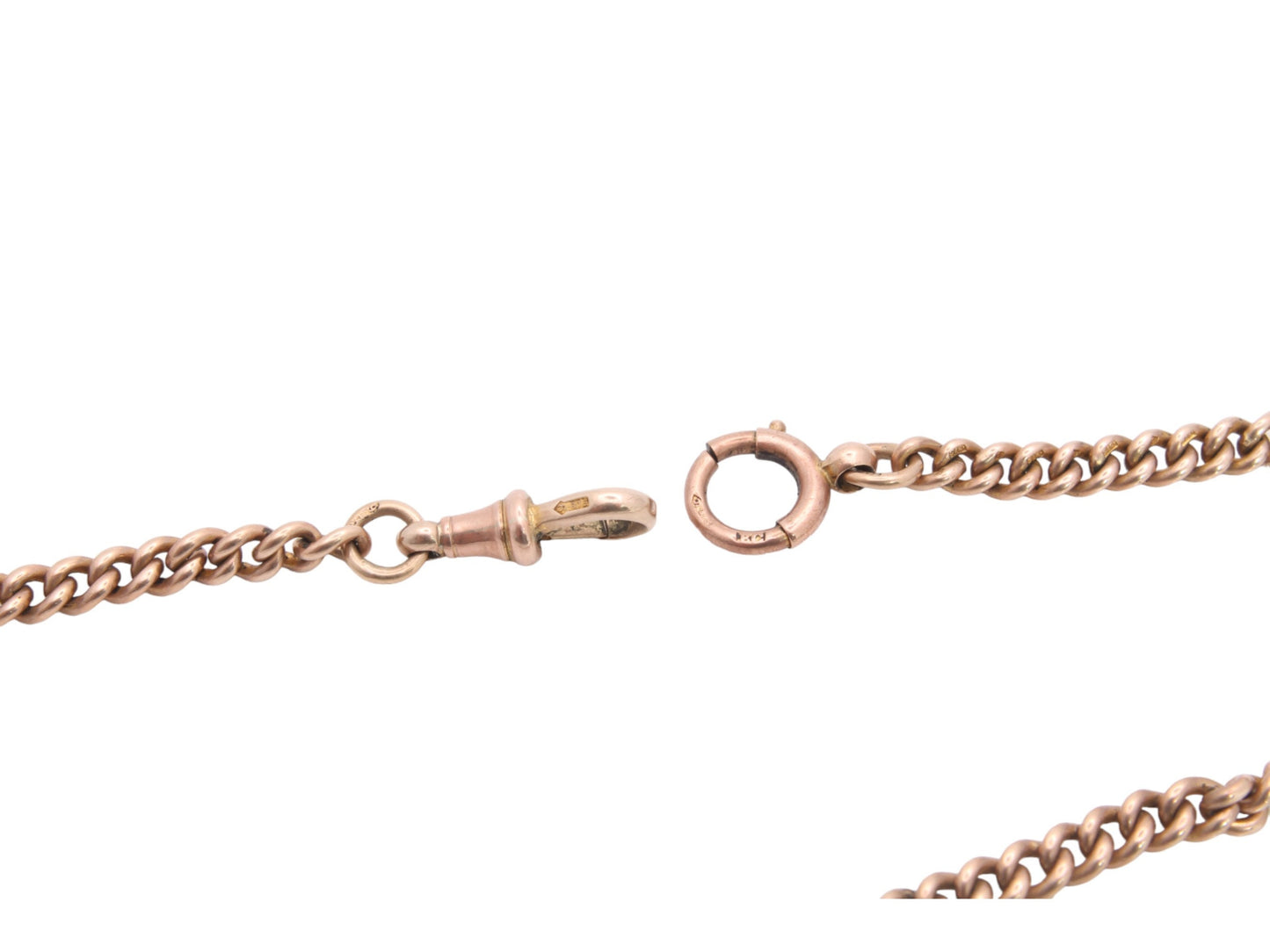 Antique 9ct Rose Gold Double Albert Watch Chain Necklace, 14.75"
