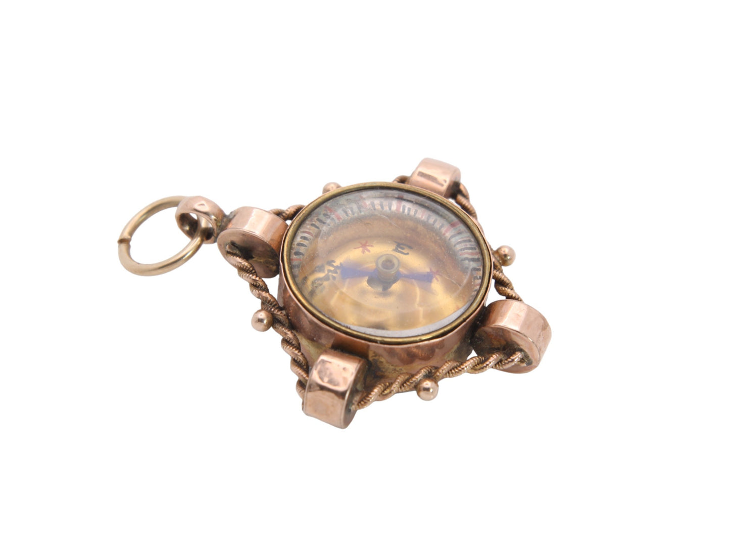 Antique 9ct Gold Carnelian Compass Pendant Fob