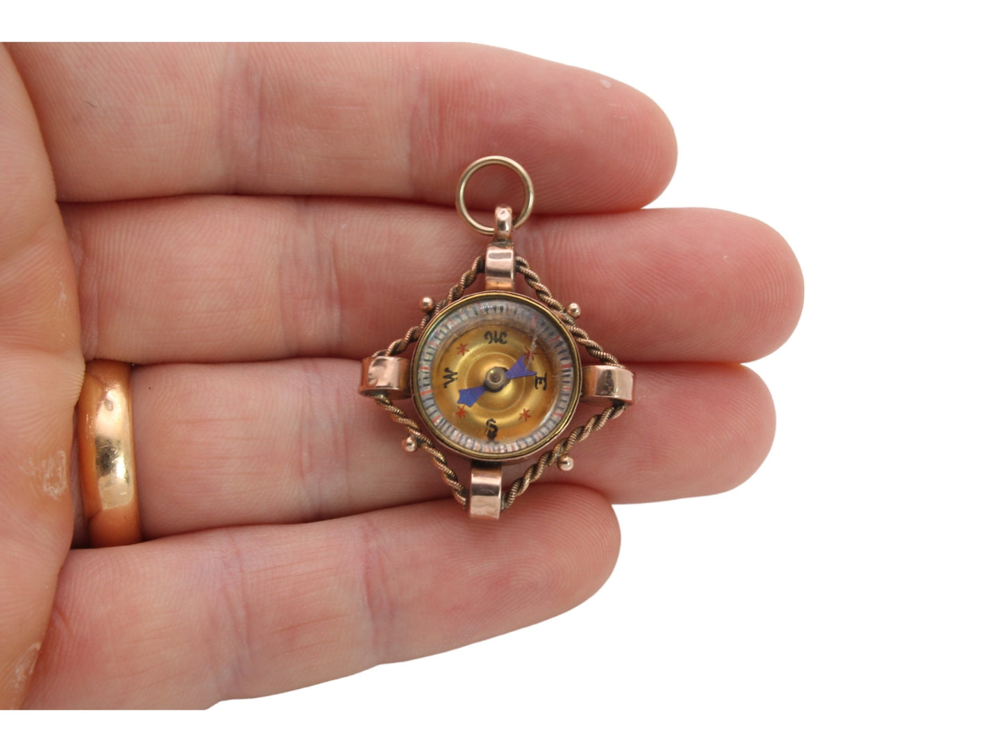 Antique 9ct Gold Carnelian Compass Pendant Fob