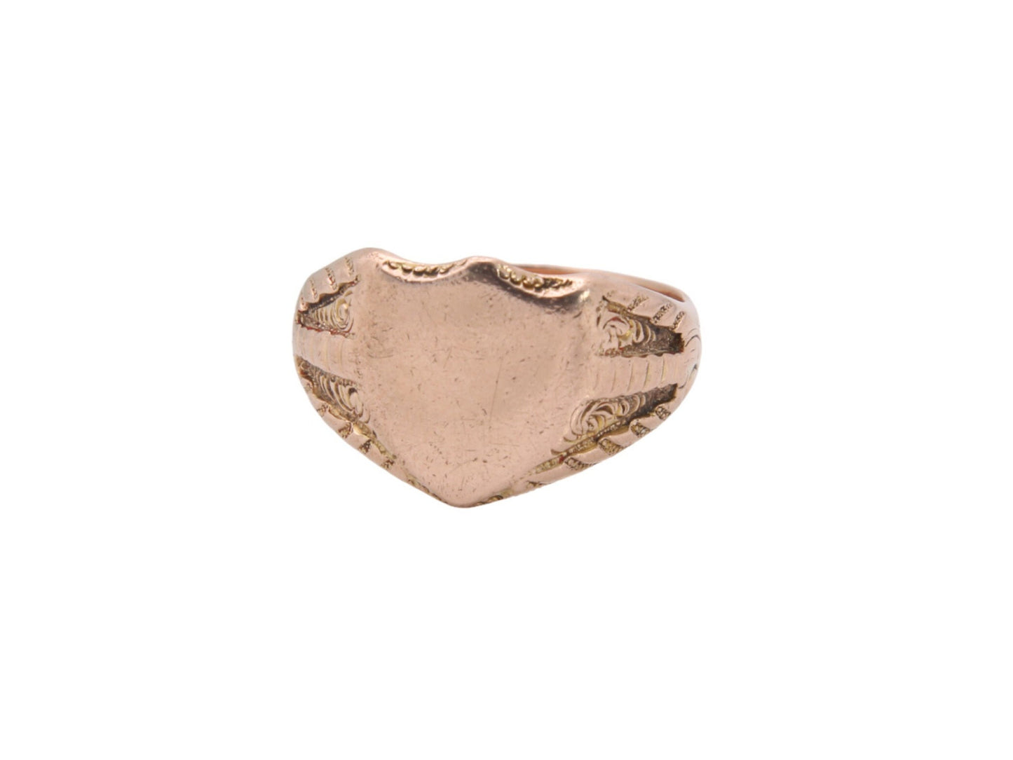 Antique 9ct Rose Gold Shield Signet Ring