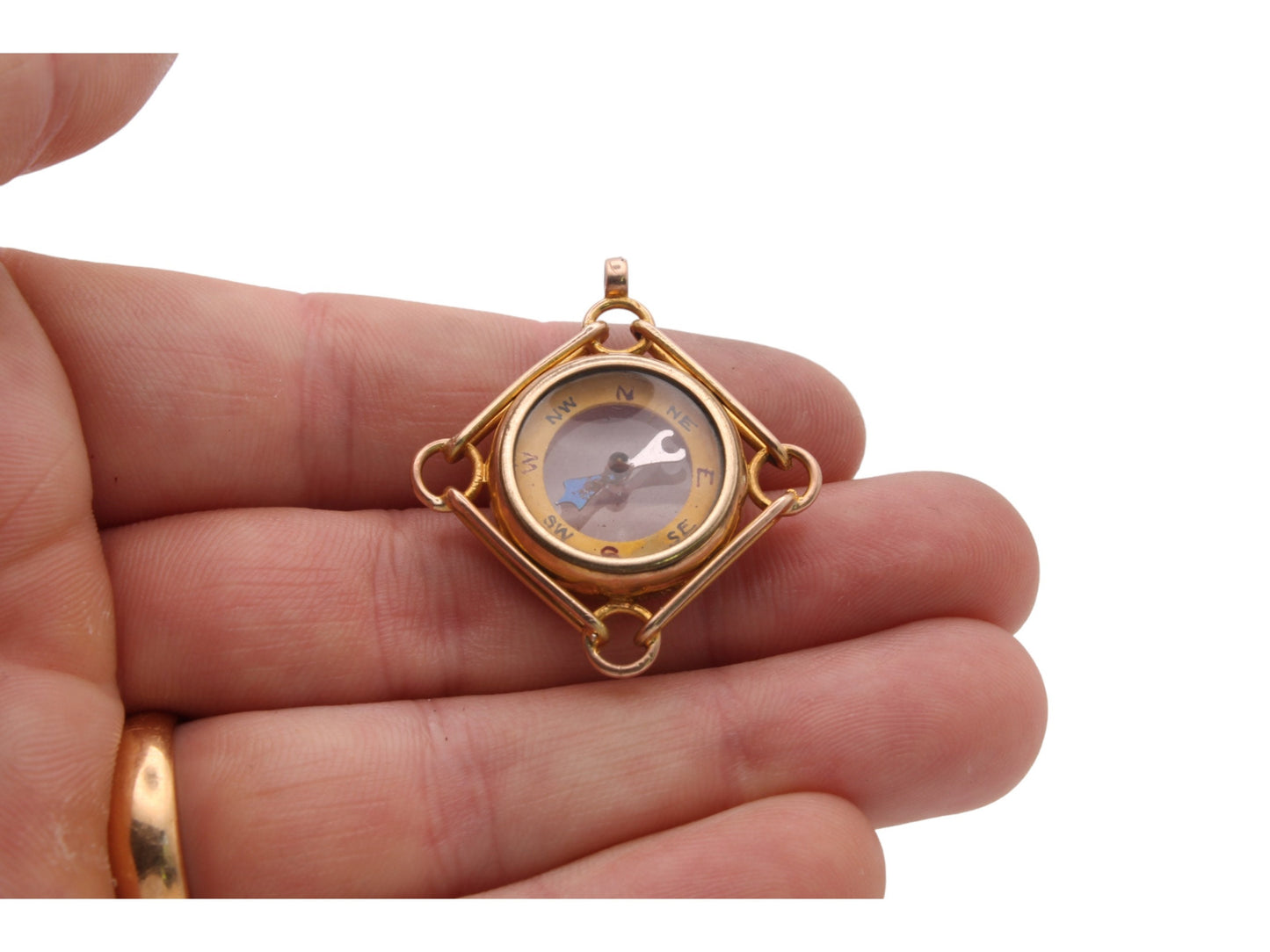 Antique 9ct Gold Compass Pendant Fob