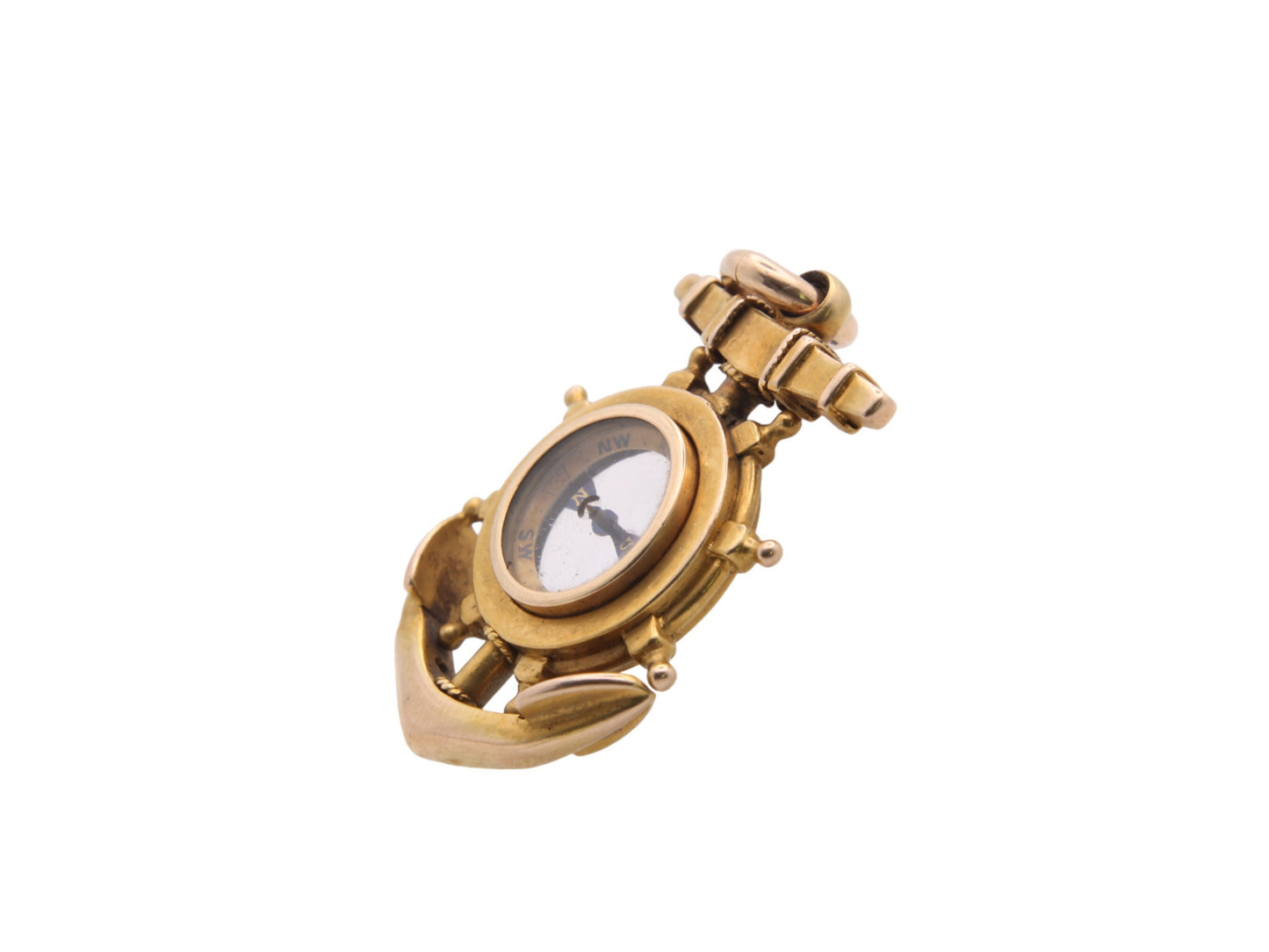 Antique 15ct Gold Anchor Ships Wheel Compass Pendant
