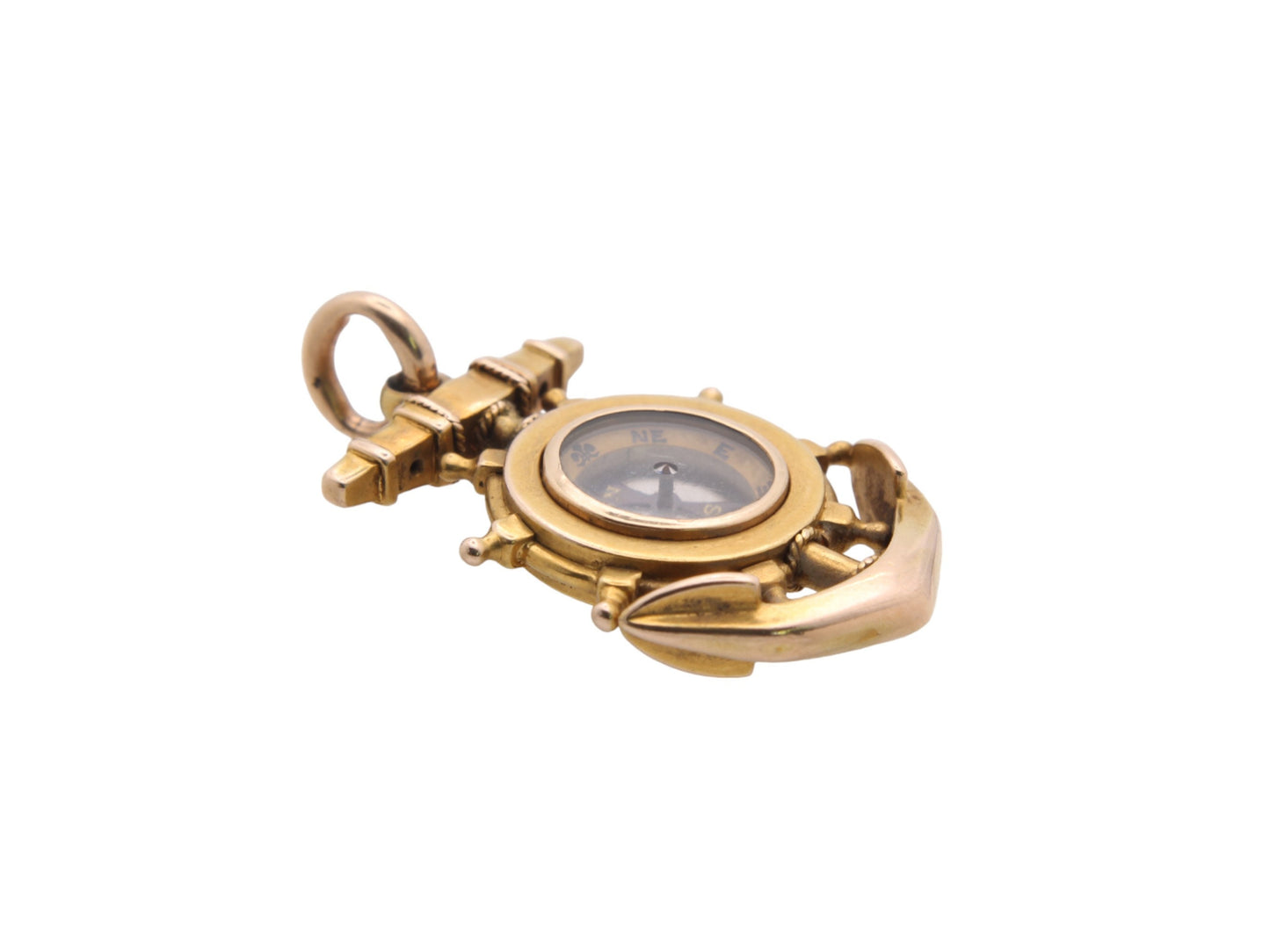 Antique 15ct Gold Anchor Ships Wheel Compass Pendant