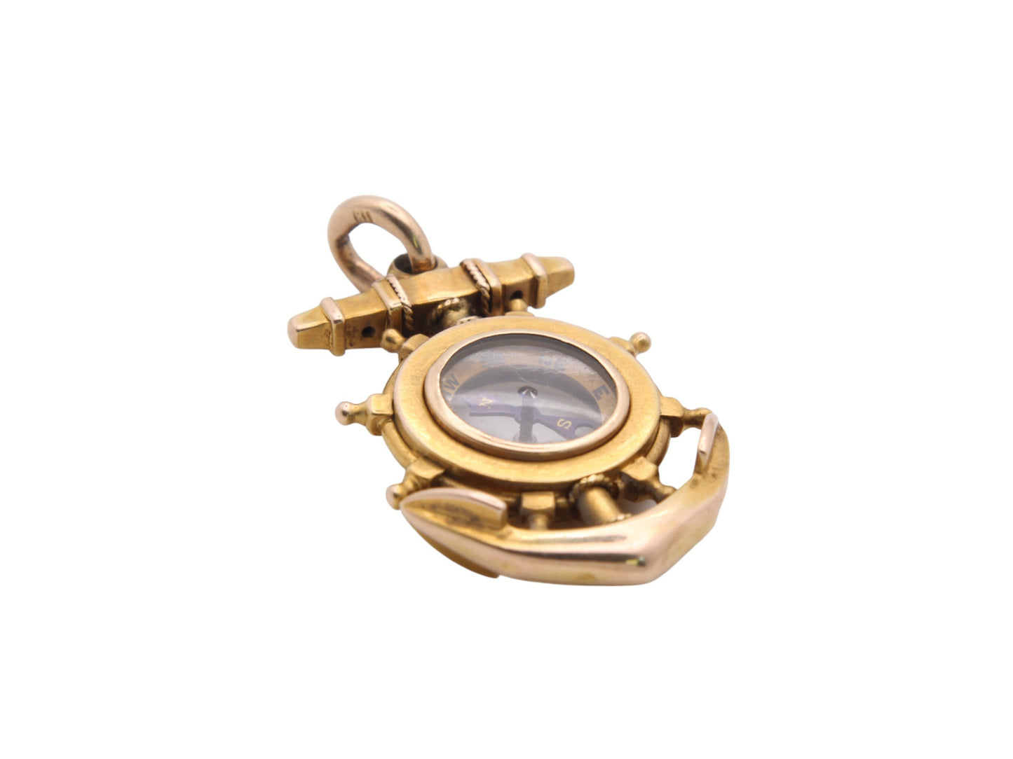 Antique 15ct Gold Anchor Ships Wheel Compass Pendant