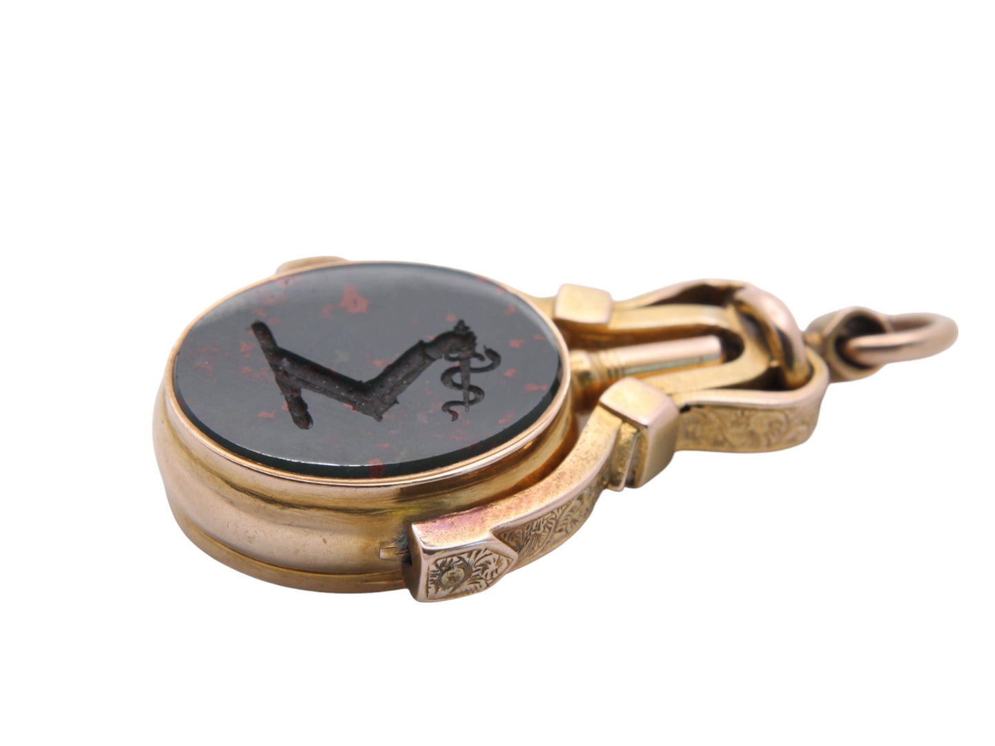 Antique 15ct Gold Carnelian Bloodstone Intaglio Watch Key, Hidden Locket