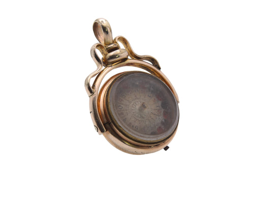 Antique 9ct Rolled Gold Movable Roulette Spinner Pendant