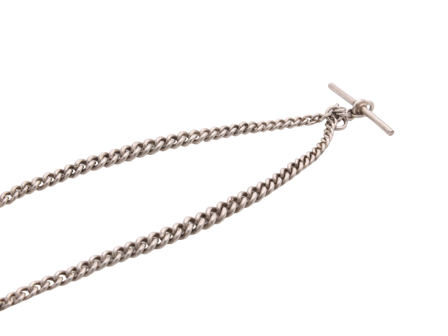 Antique Sterling Silver Double Albert Graduated Chain, 13.25"