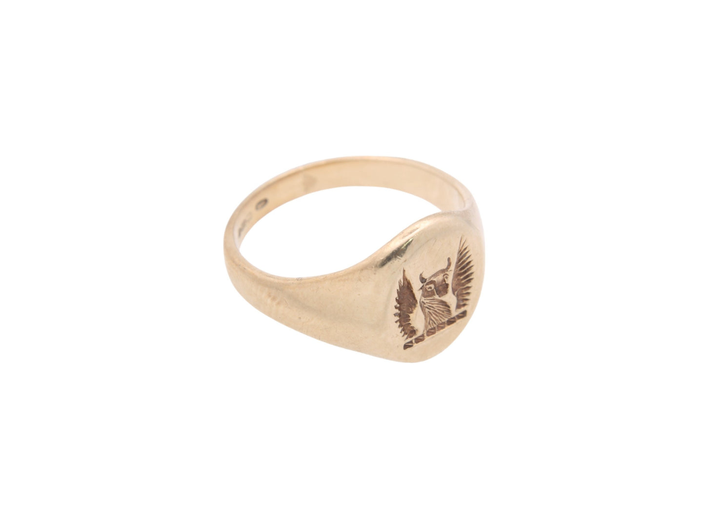 Vintage-9ct-Yellow-Gold-Intaglio-Signet-Ring-Bulls-Head-Crest