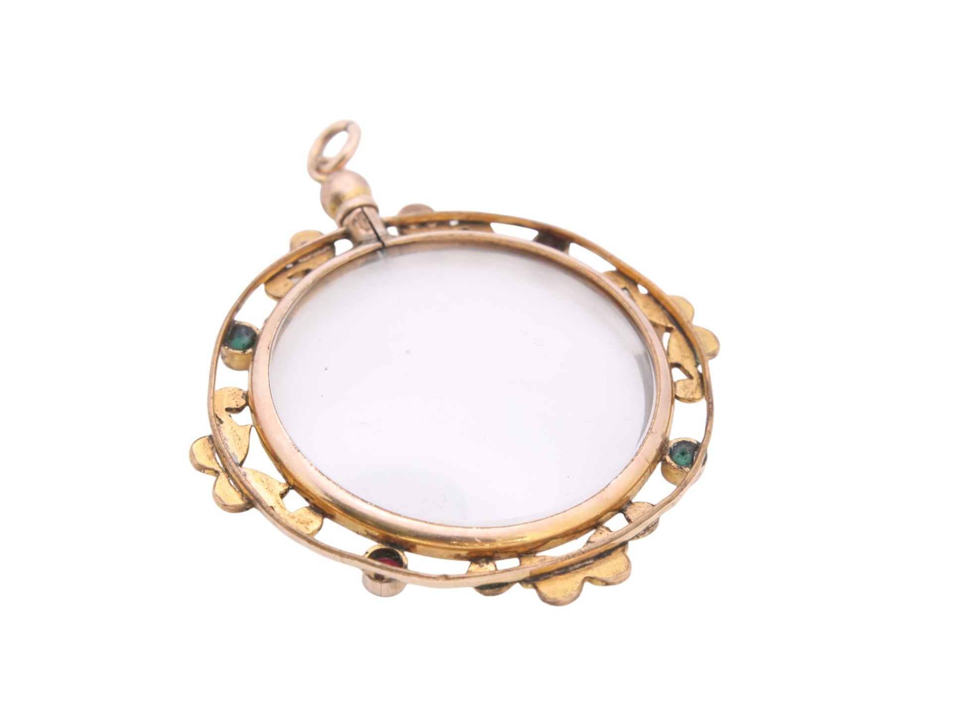 Antique-Edwardian-9ct-Rolled-Gold-Open-Face-Glass-Locket-Pendant