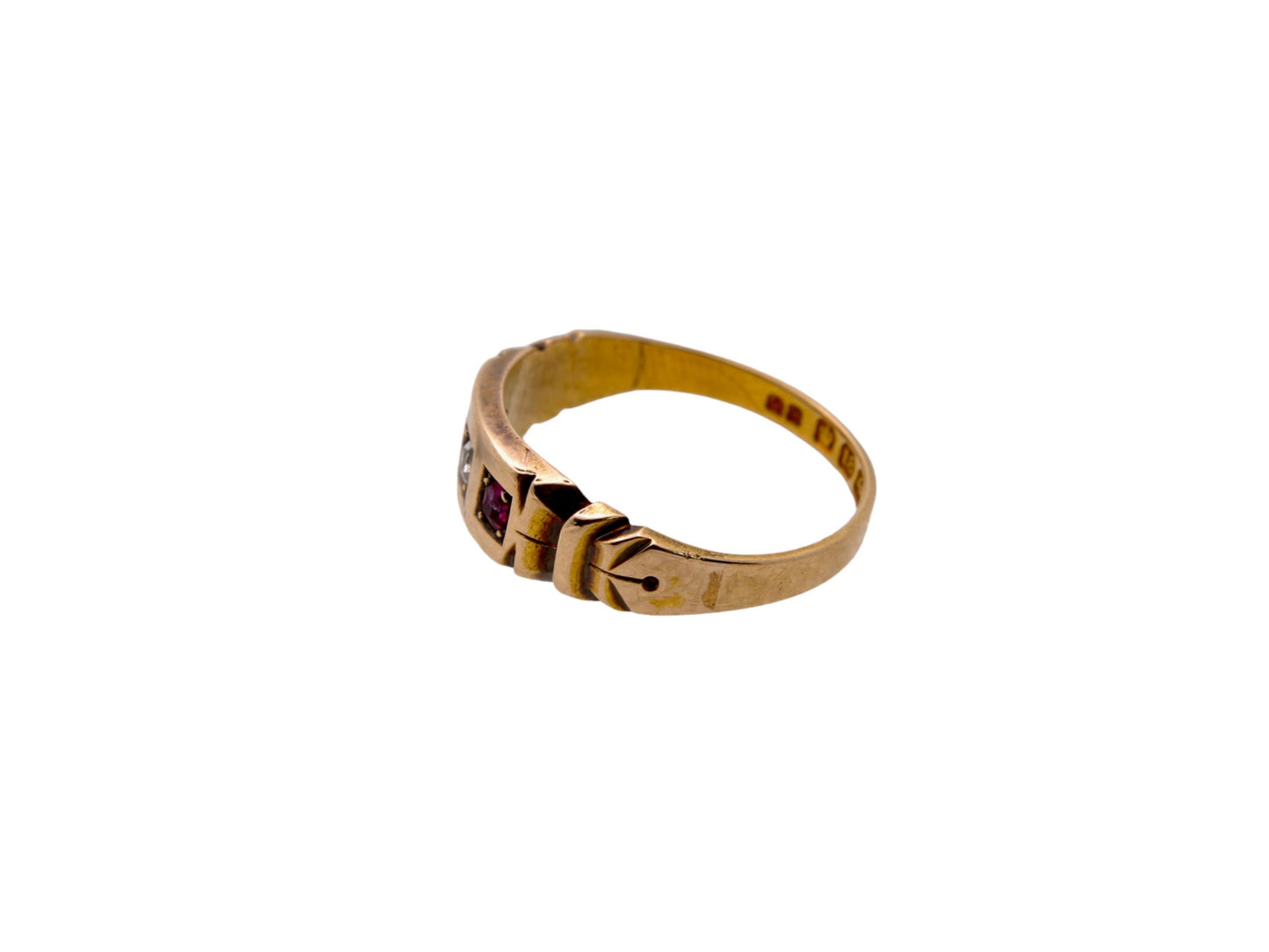 Antique Victorian 18ct Gold, Diamond and Ruby Gypsy Ring