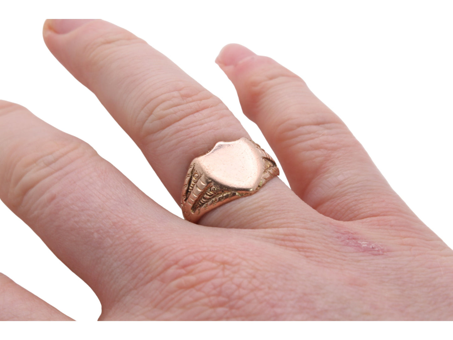 Antique 9ct Rose Gold Shield Signet Ring