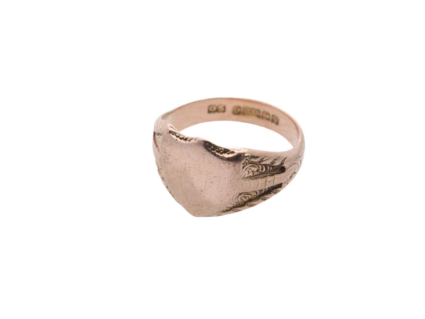 Antique 9ct Rose Gold Shield Signet Ring